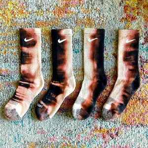 Handmade Nike Bleach Dye Black Dri Fit Socks